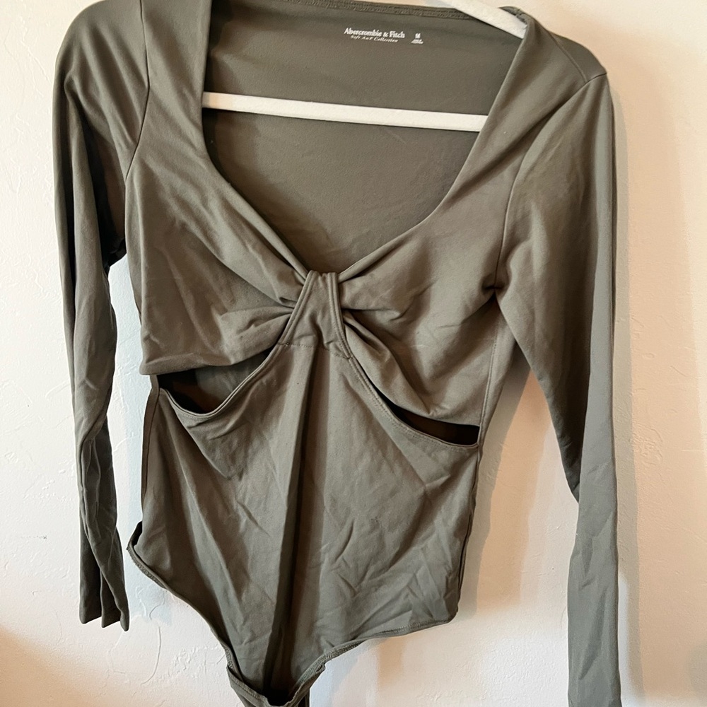 Abercrombie & Fitch Khaki Knot Front Bodysuit
